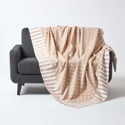 The Range Cotton Stars and Stripes Decorative Throw - Beige
