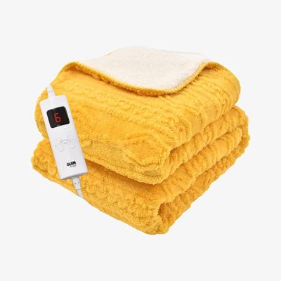 The Range GlamHaus Heated Throw Electric Blanket - Luxurious and Soft Design - Yellow