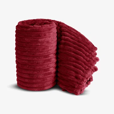 The Range Snug Soft Chunky Ribbed Cord Plush Throw Blanket - Red / 150x200