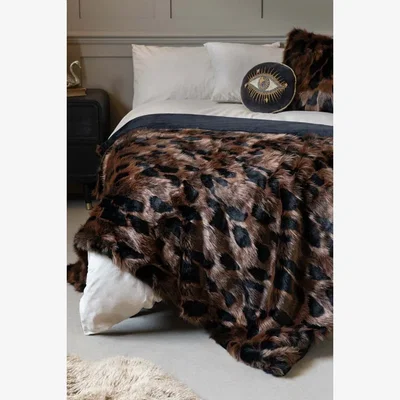Rockett St George Chocolate Abstract Faux Fur Throw