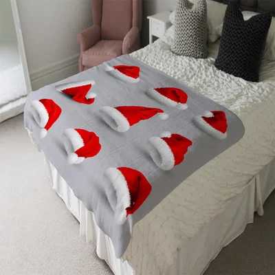 The Range Collection Of Red Santa Claus Hats Soft Blanket - Blue