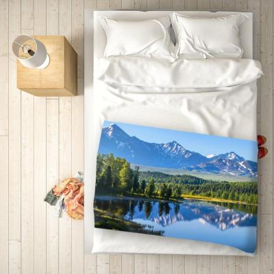 The Range Summer Mountain Lake Blanket - Blue