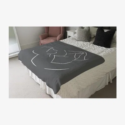 The Range Drawing of a Couple in One Line Designer Blanket - Grey