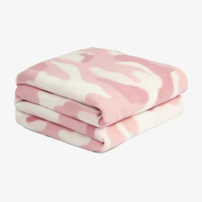 The Range Camo Print Soft Polar Fleece Throw - Blush Pink