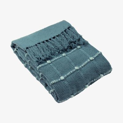 The Range Woven Tufted Stripe Throw - Slate Blue