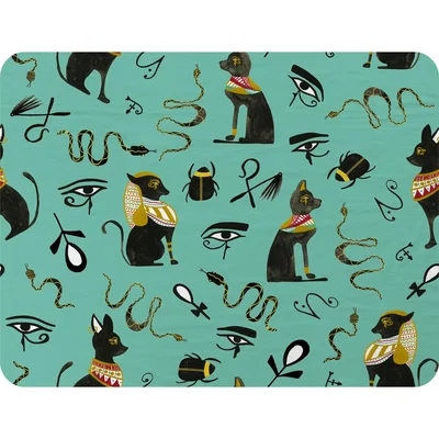 The Range Hand Painting Abstract Ancient Egypt Horus Eye Signs Blanket - Green