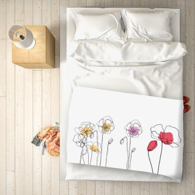 The Range Linear Art Flowers Blanket - White
