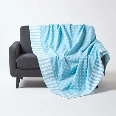 The Range Cotton Stars and Stripes Decorative Throw - Blue