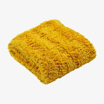 The Range Micro-Mink Faux Fur Throw - Ochre