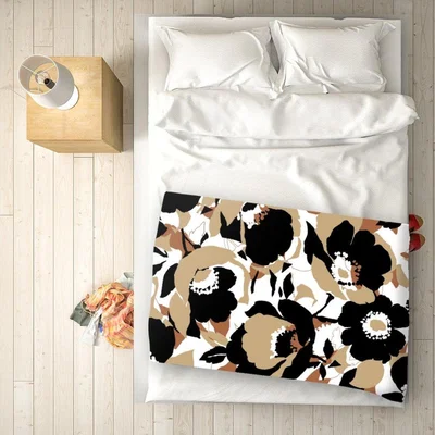 The Range Modern Flower Pattern Blanket - Brown