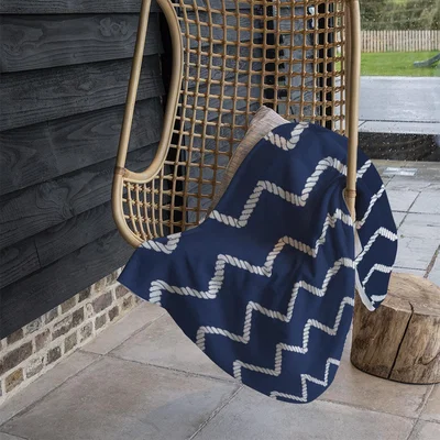 The Range Zig Zagged Rope Blanket - Blue