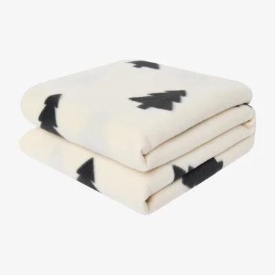 The Range Christmas Tree Polar Fleece Throw - White