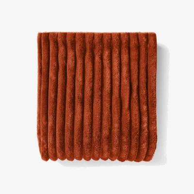 The Range OHS Faux Fur Thick Ribbed Throw - Rust / 0.95kg / 125cm