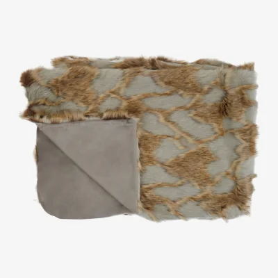 The Range Bosie Lamina Grey And Natural Fur Throw - Natural