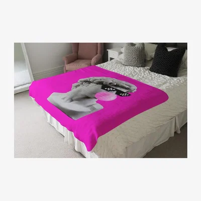 The Range Plaster Statue David's Head in Pixel Glasses Designer Blanket - Pink