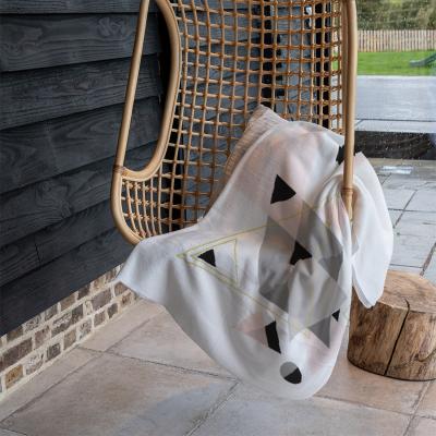The Range Pink  Grey Geometric Triangles Blanket - Pink