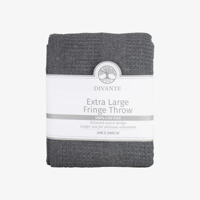 The Range Extra Large Fringe Throw - Dark Grey