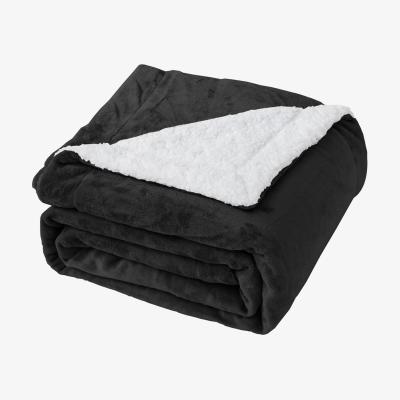 The Range Reversible Sherpa Fleece Throw Blanket - Black / 200cm