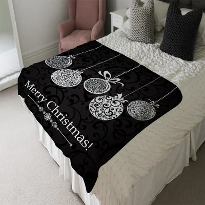 The Range Vintage Christmas Balls Soft Blanket - Black