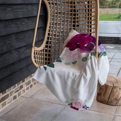 The Range Pink  Purple Roses Blanket - Pink