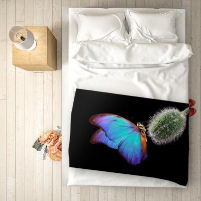The Range Bright Butterfly On A Poppy Bud Blanket - Blue