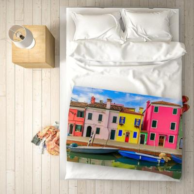 The Range Bright And Colorful Houses In Burano Island Blanket - Blue