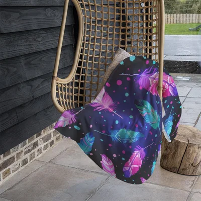 The Range Painted Bird Feathers Blanket - Blue