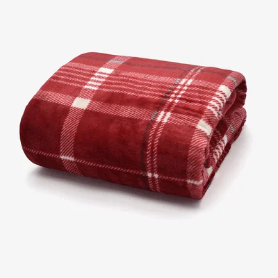 The Range Soft Touch Check Snuggle Blanket Throw - Wine