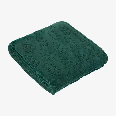 The Range Festive Trees Fleece Throw - Green