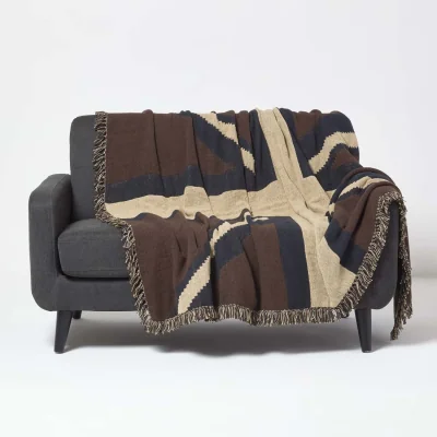 The Range 100 Cotton Hand Woven Union Jack Flag Throw - Limited Edition - Red, White and Blue / 200cm