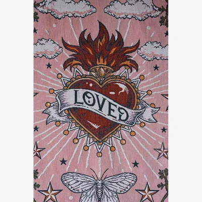 Rockett St George Denim & Bone Pink Loved Woven Cotton Throw