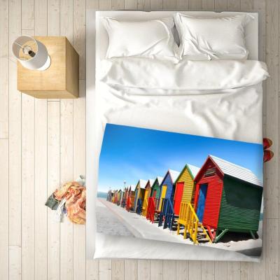 The Range Colourful Bathing Cabins Blanket - Blue