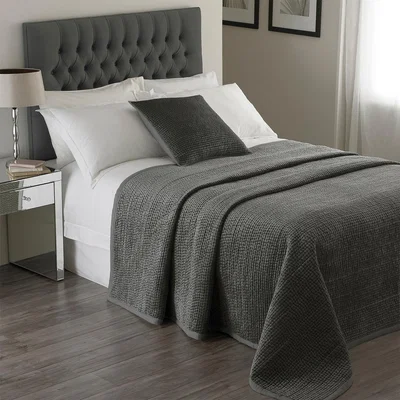 The Range Velvet Quilted Bedspread - Graphite / 240 x 250cm