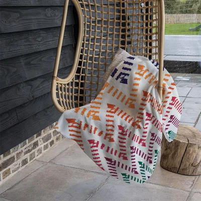 The Range Freehand Horizontal Zigzag And Chevron Stripes Blanket - Orange