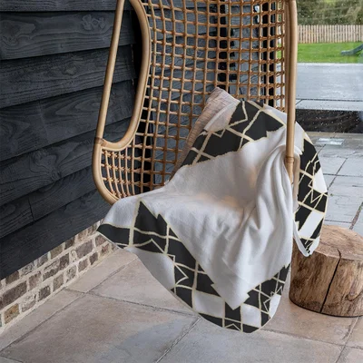 The Range Art Deco Diamond Border Blanket - Black