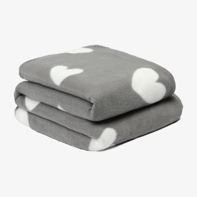 The Range Soft Heart Print Polar Fleece Throw - Charcoal