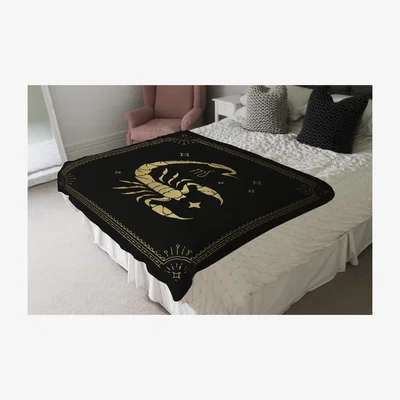 The Range Zodiac Scorpio Horoscope In Black  Gold Soft Blanket - Gold