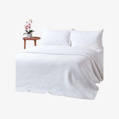 The Range Cotton Contemporary Diamond Pattern Bedspread - White