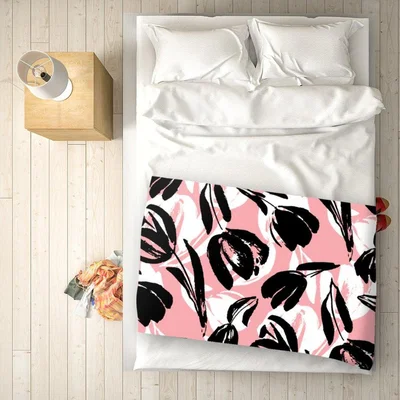The Range Nature Spring Flower In Pink And Black Color Blanket - Pink