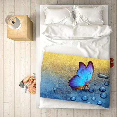 The Range Butterfly On Dew Drops Blanket - Blue