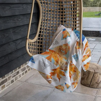 The Range Autumn Geometrics With Maple Leaves Blanket - Orange