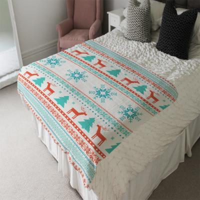 The Range Christmas Traditional Knitted Soft Blanket - Blue