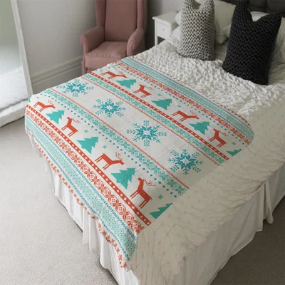 The Range Christmas Traditional Knitted Soft Blanket - Blue