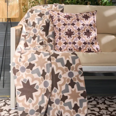 The Range OHS Tile Print Fleece Throw - Natural