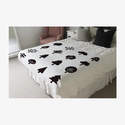 The Range Tree Silhouette Illustrations Designer Blanket - White