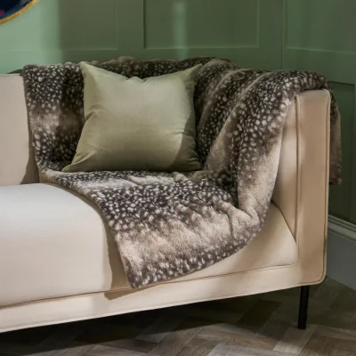 The Range OHS Stripe Fawn Faux Fur Throw - Mink/White
