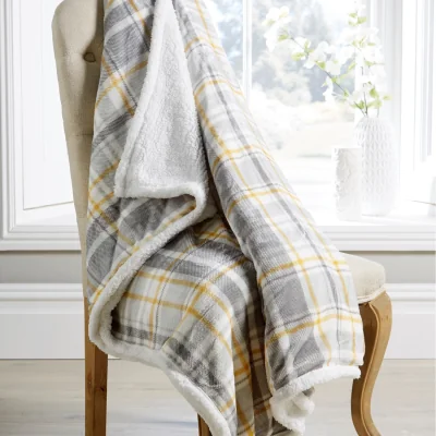 The Range Sherpa Check Throw - Grey Ochre Check