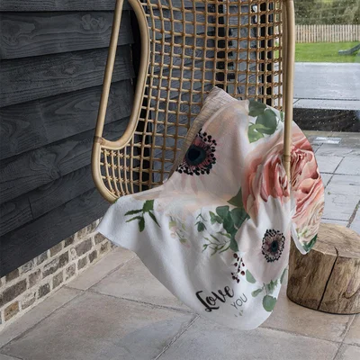 The Range Garden Flower Pink Peach Rose White Anemone Blanket - Pink