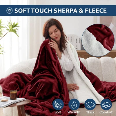 The Range UltraSoft Sherpa Blankets - Burgundy / 1.5kg