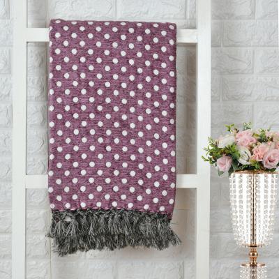 The Range Exclusive Jacquard Chenille Polka Dot Throw Over - Mauve